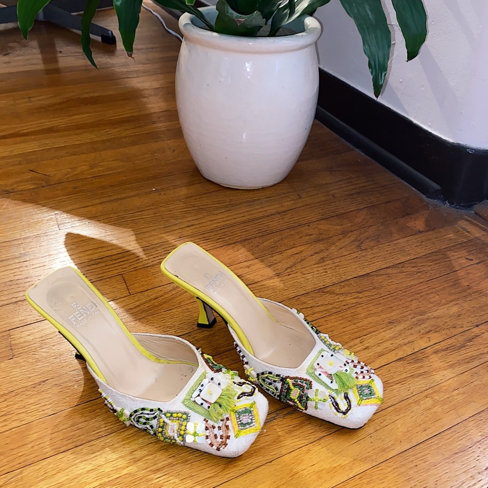 Fendi embroidered mules